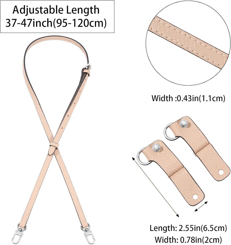 KOMHPS Purse Straps Replacement, Leather Handbag Crossbody Shoulder Strap Kit Adjustable for Mini Longcamp Tote Bag Women - Image 2